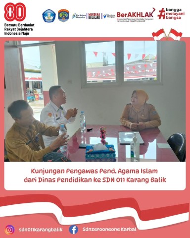Kunjungan Pengawas Dinas Pendidikan Perkuat Pendidikan Agama di SDN 011 Karang Balik