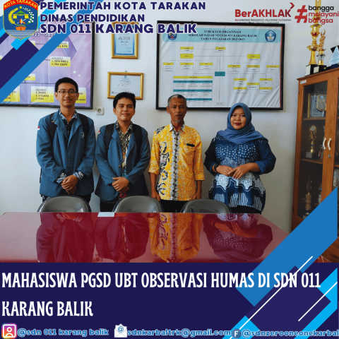 Mahasiswa PGSD UBT Observasi Humas di SDN 011 Karang Balik