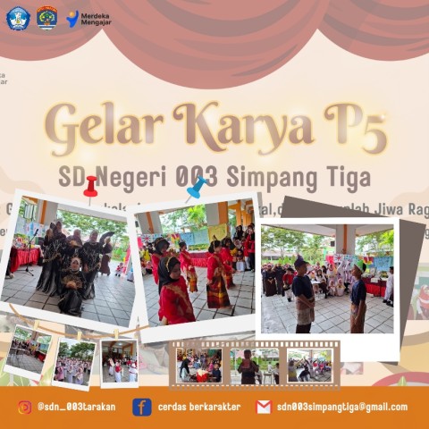 Kegiatan Gelar Karya Projek Penguatan Profil Pelajar Pancasila (P5) di SD Negeri 003 Simpang Tiga dengan Gaya Hidup Berkelanjutan, Kearifan Lokal, dan Bangunlah Jiwa Raganya.